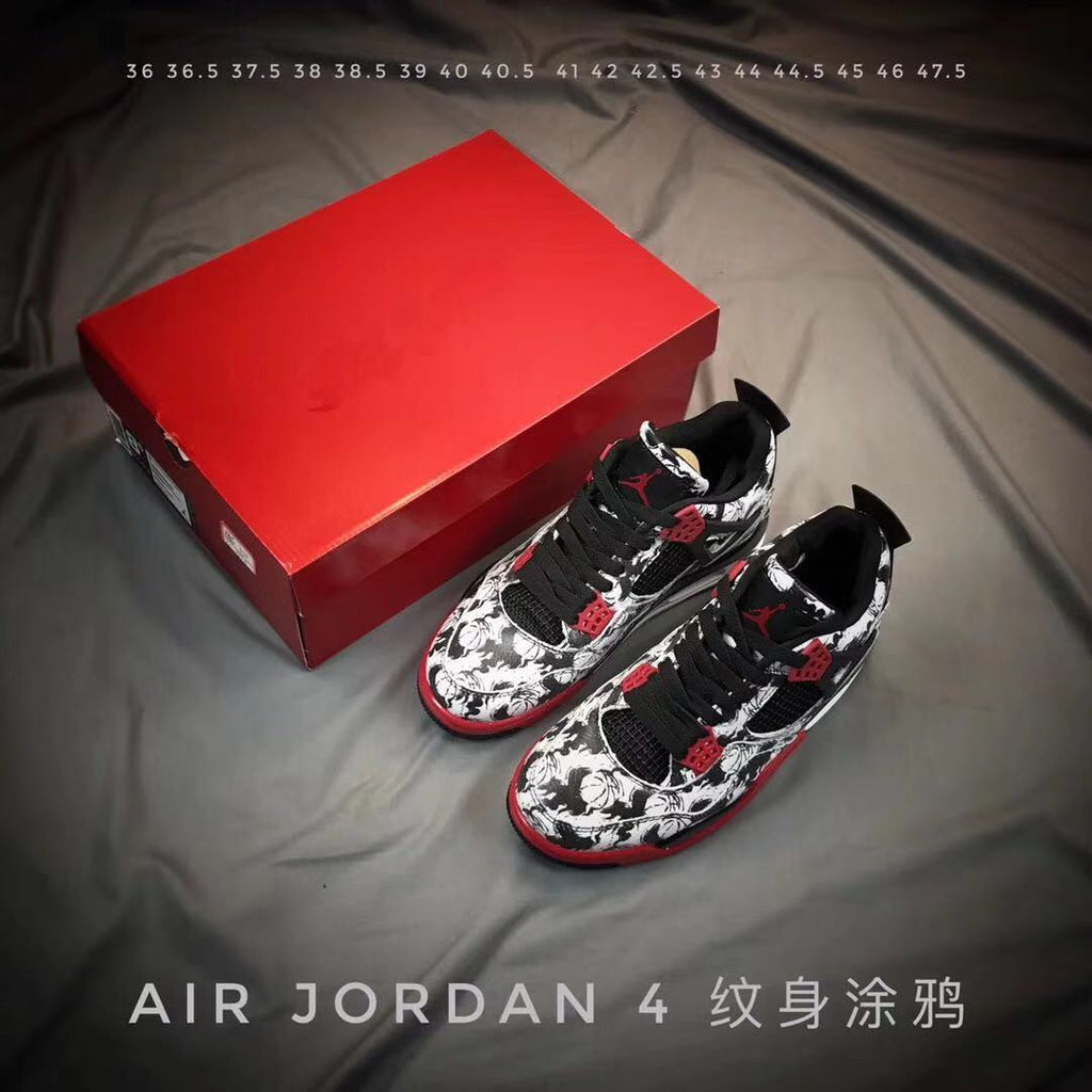 Jordan Air Jordan 4 Tattoo Black White Red Sneakers