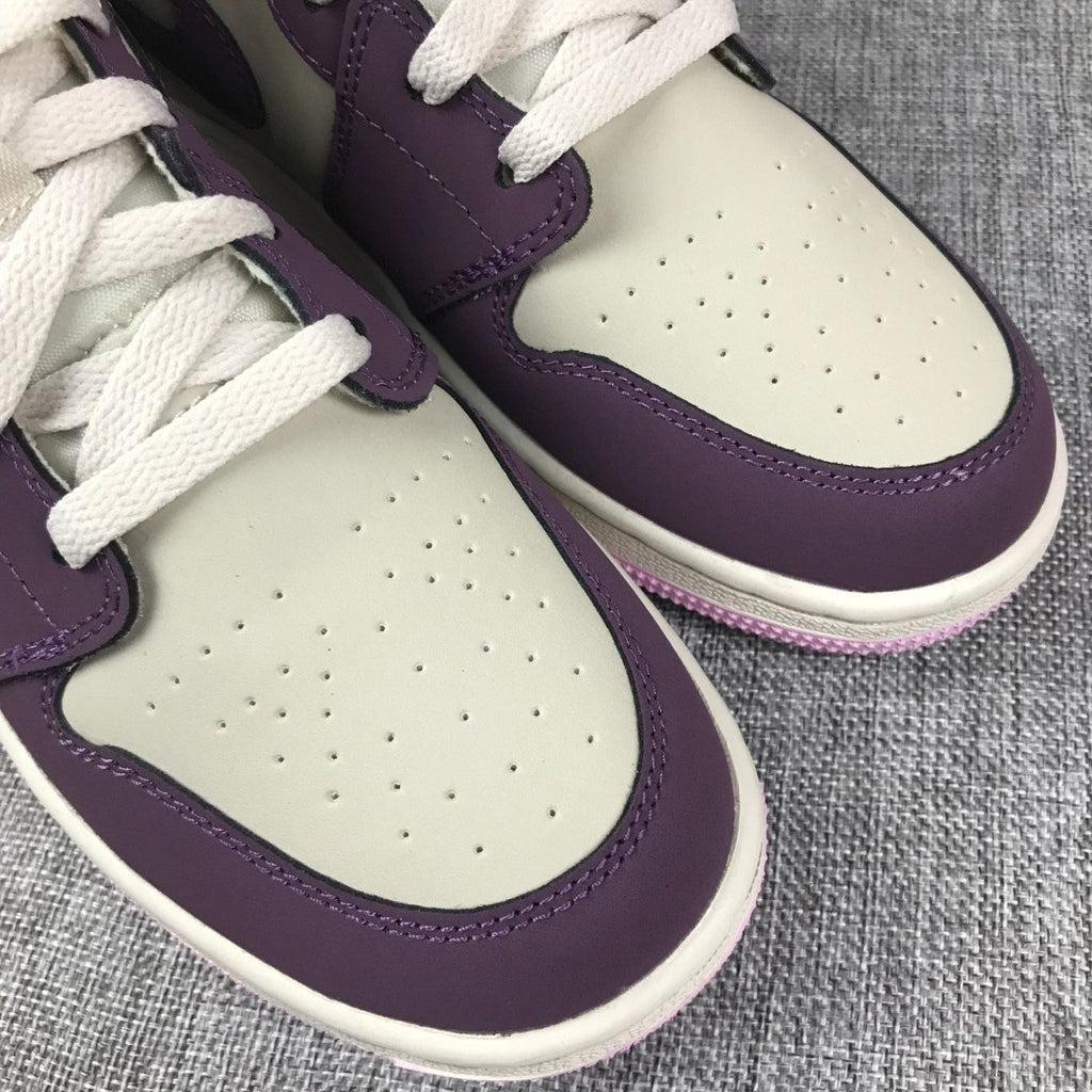 Air Jordan 1 Mid GS Sneakers White Purple Pink