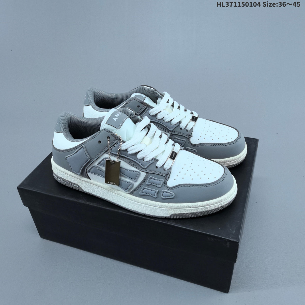 AMIRI Skeleton Low-Top Sneakers in White and Blue