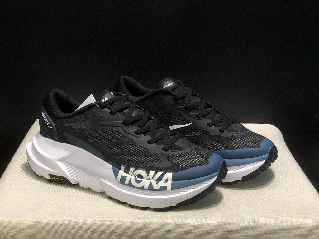 HOKA Mafate X Trail Running Shoes in Black and Blue