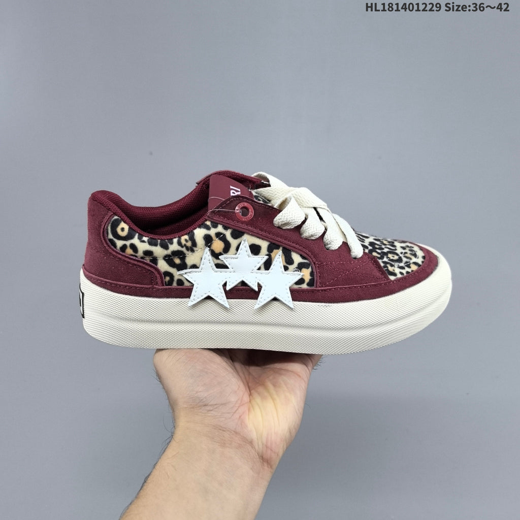 AMIRI Star Low-Top Sneakers with Leopard Print Details