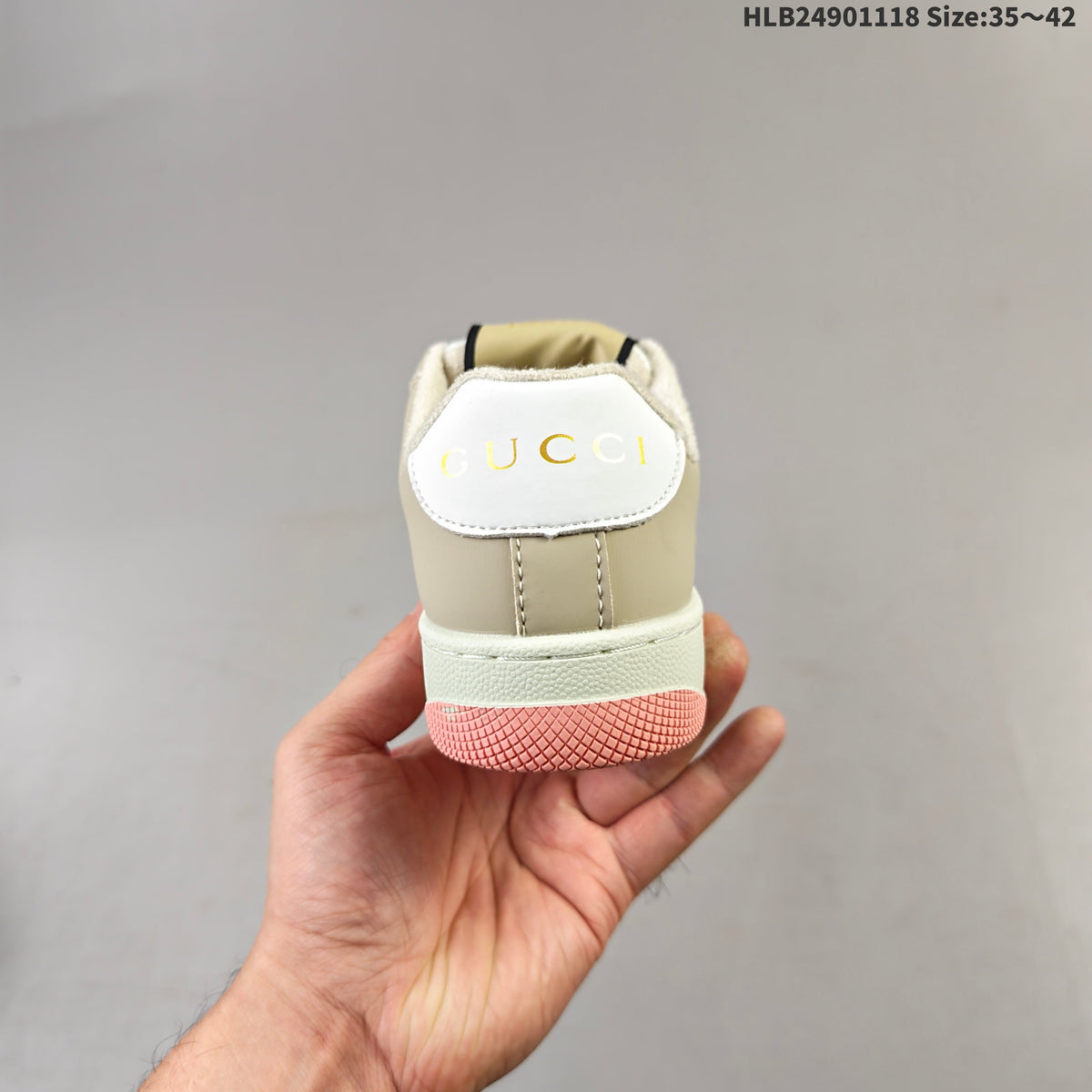 Gucci Screener Low-Top Sneakers in Beige, Pink and Multicolor