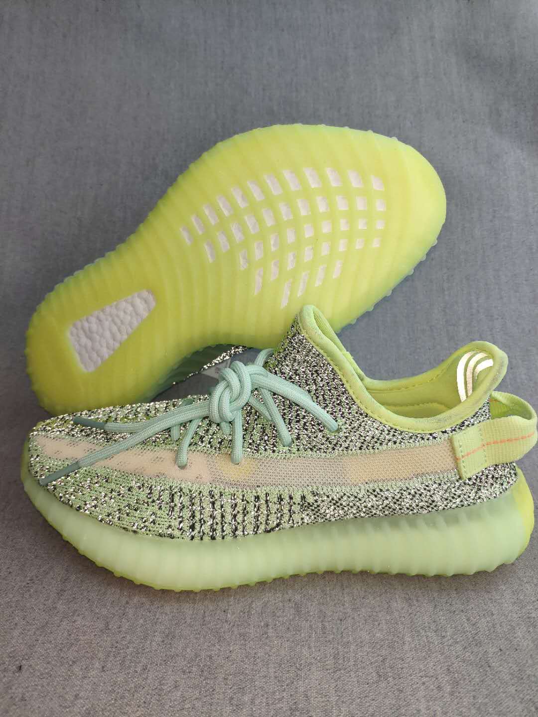 Yeezy 350 V2 Knit Sneakers in Lime Green and Mint