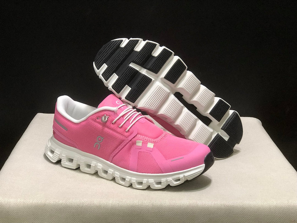 On Cloud 6 Sneakers in Pink and White