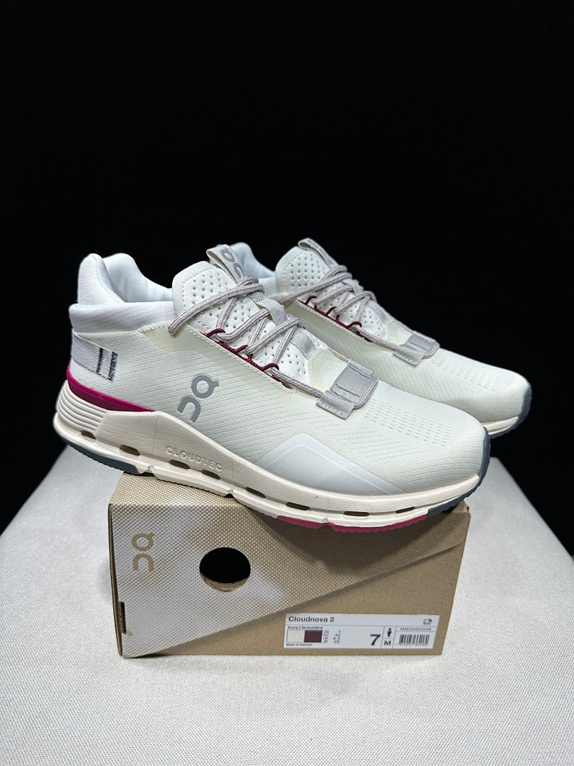 On Cloudnova 2 Sneakers in Ivory and Pink
