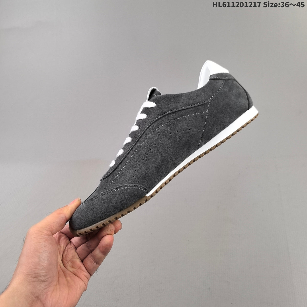 Alo Yoga Sunset Low-Top Suede Sneakers in Charcoal