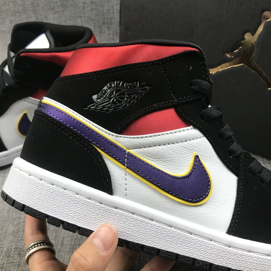 Air Jordan 1 Mid SE Black Purple Yellow Sneakers 852542-005