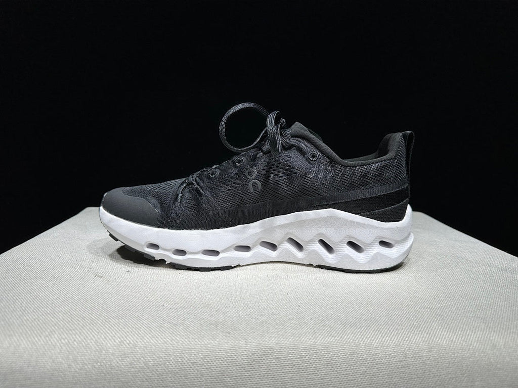 On Cloudsurfer Trail Black and White Trail Running Shoes