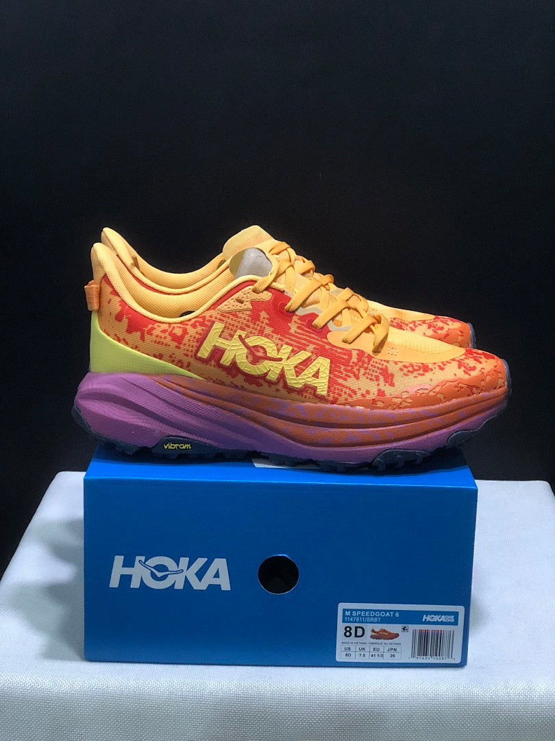 HOKA Speedgoat 6 Trail Running Shoes, Orange and Yellow