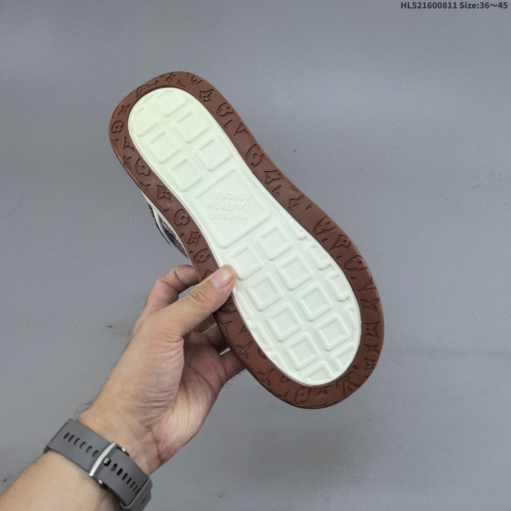 Louis Vuitton Trainer Low Sneaker in Purple and Beige Check