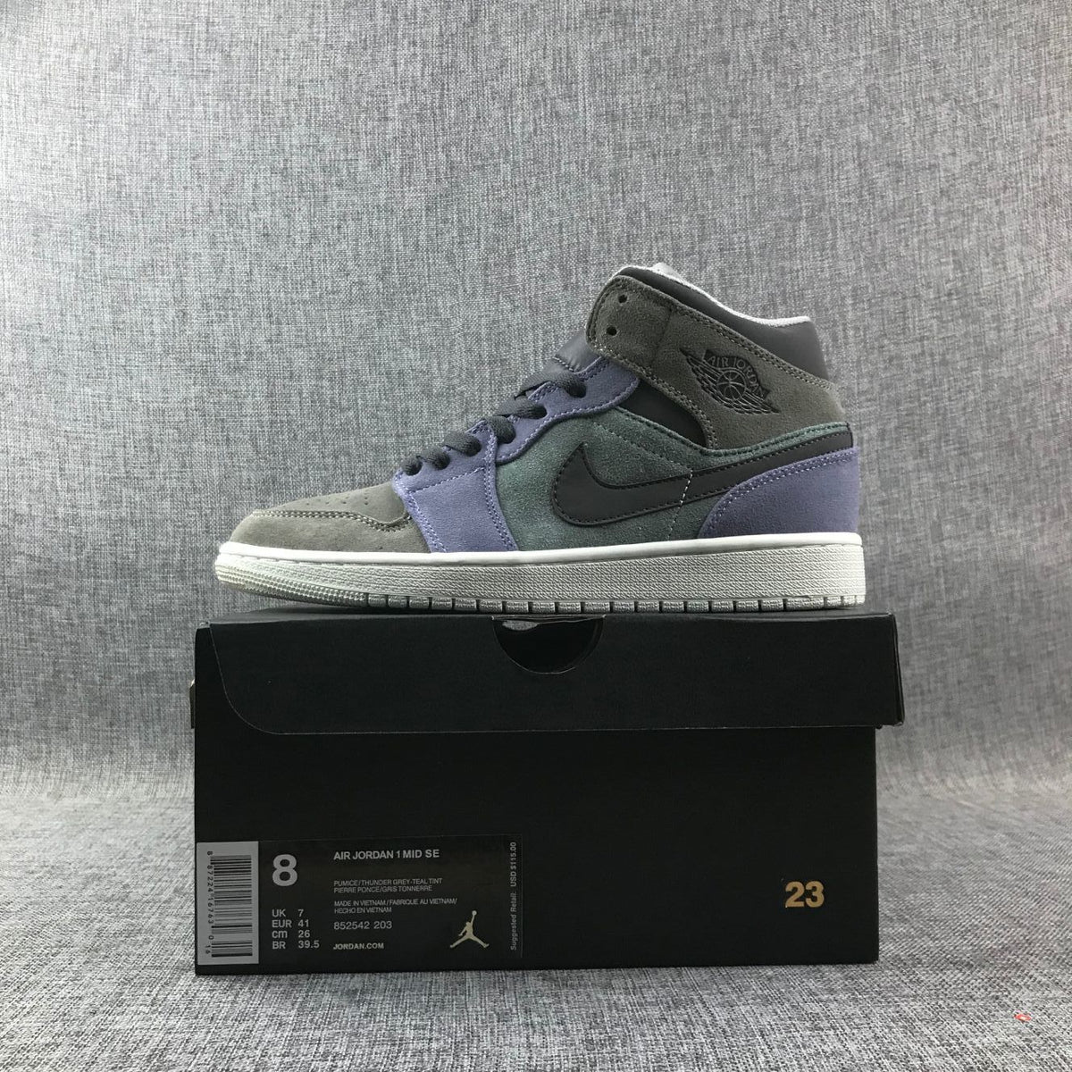 Jordan 1 Mid SE Sneakers Grey Purple 852842-203