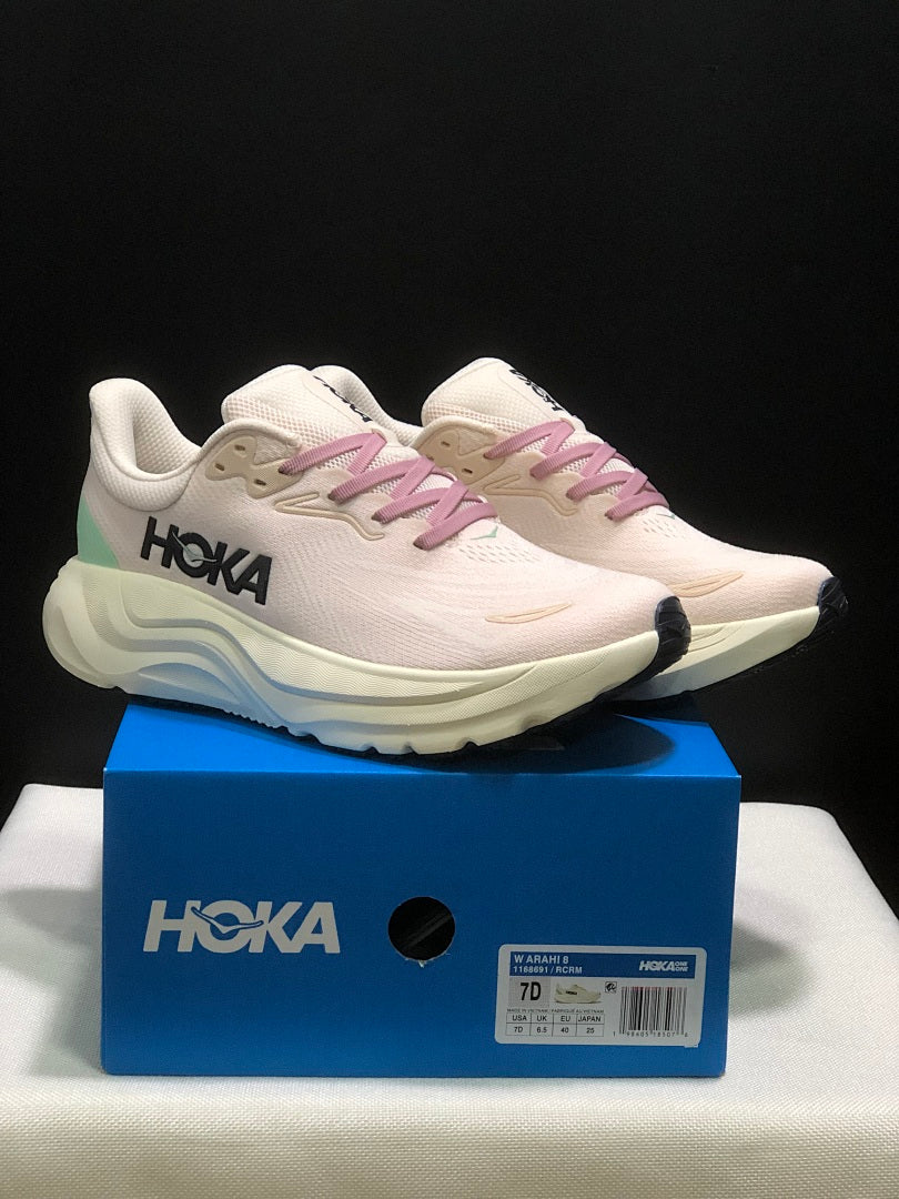 HOKA Arahi 8 Women's Running Shoes, Pink and Mint