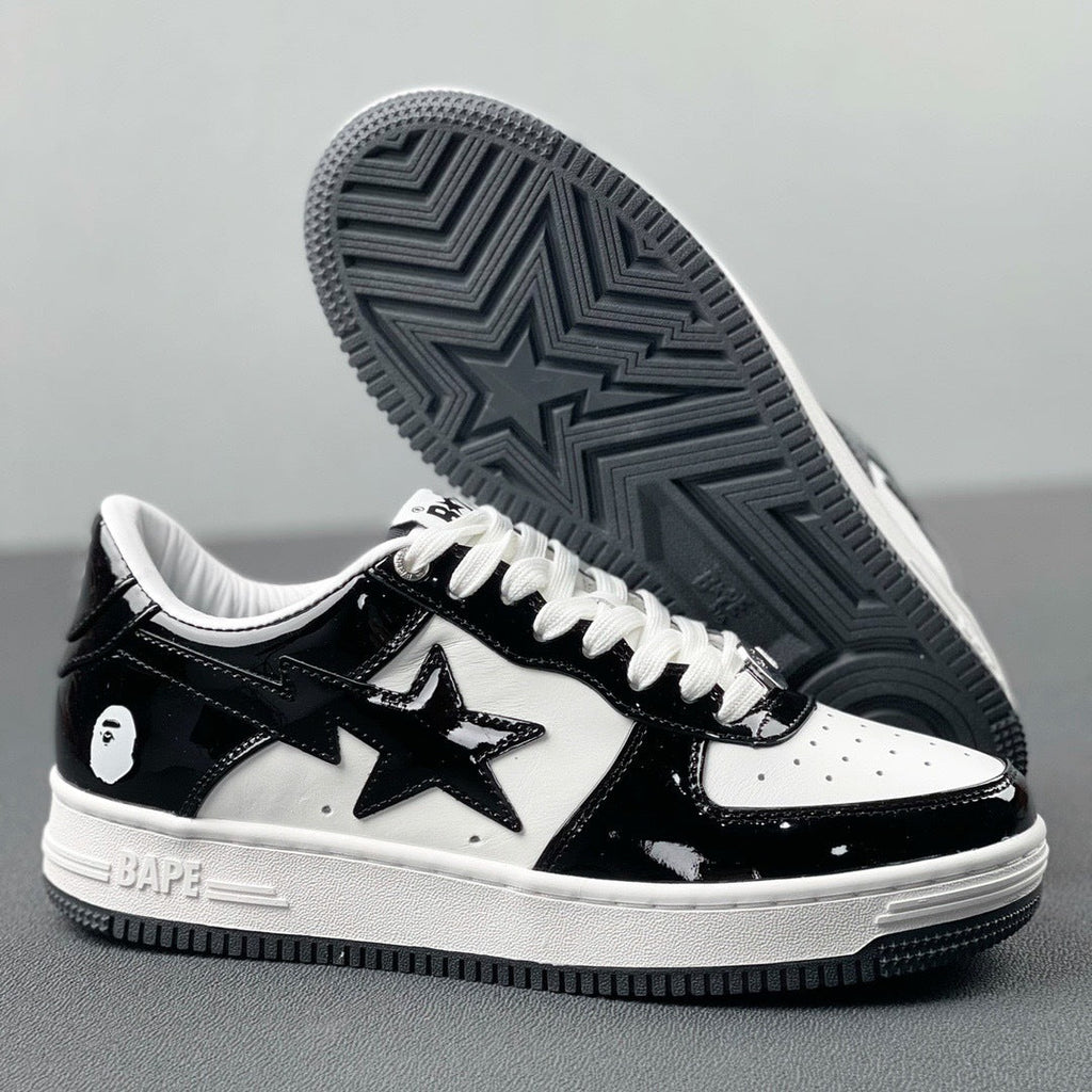 BAPE STA Low Black and White Sneakers 1H70-191-001
