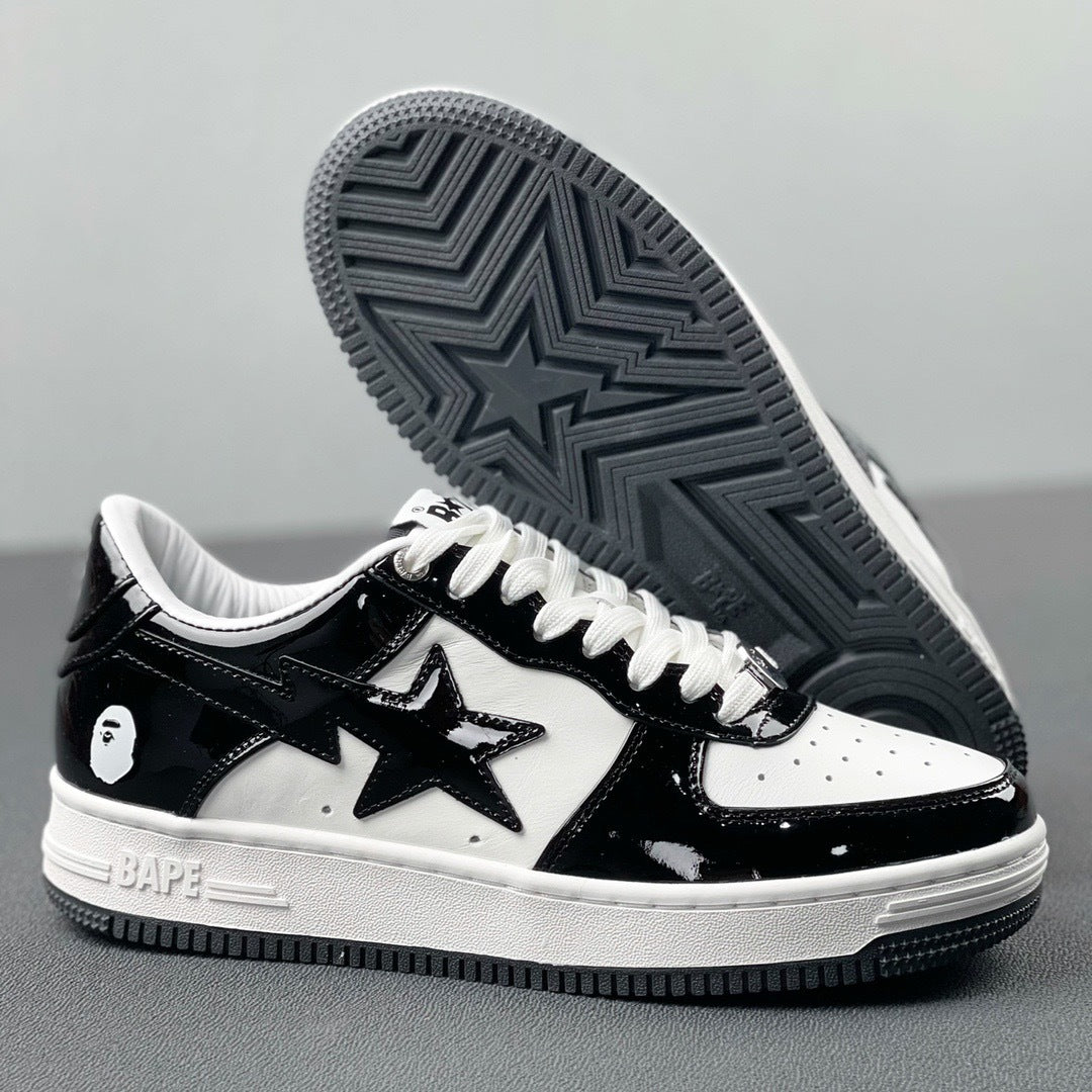 BAPE STA Low Black and White Sneakers 1H70-191-001