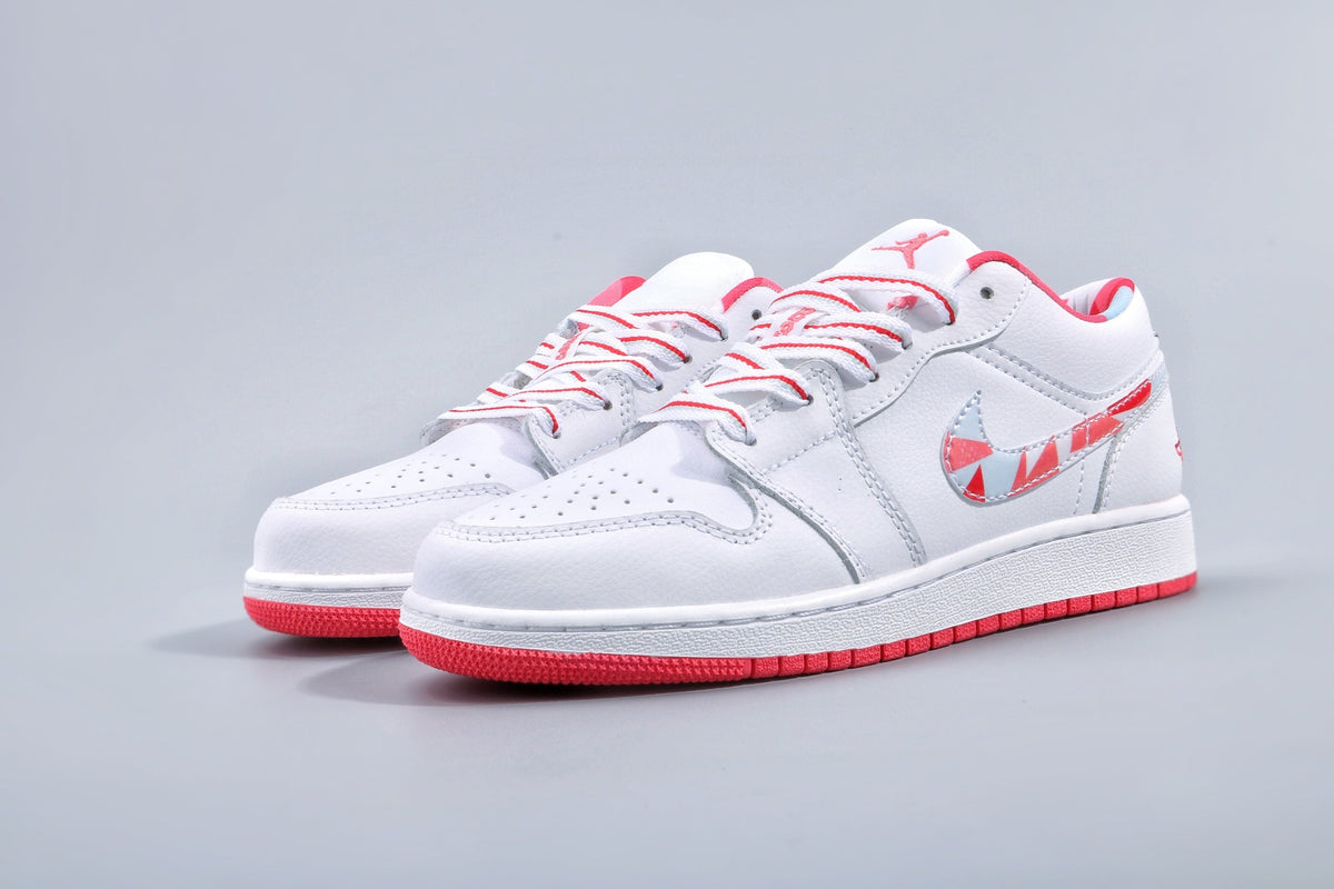 Nike Air Jordan 1 Low White and Pink Women's Sneakers