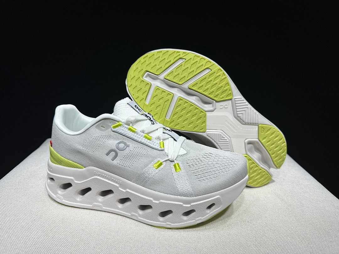 On Cloudeclipse White Green Running Sneakers