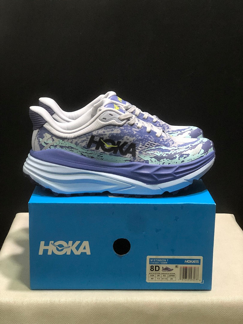 HOKA Stinson 7 Running Shoes in Purple and Mint
