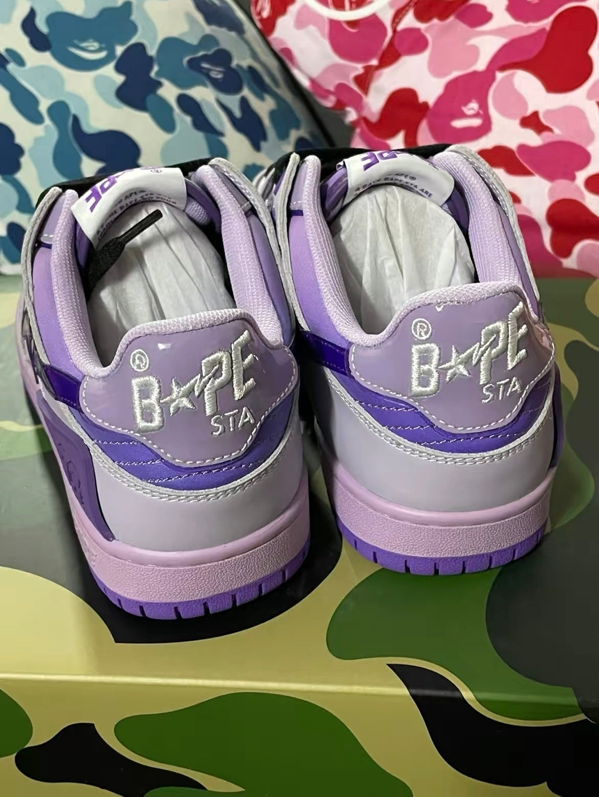 BAPE SK8 Sta Sneakers in White and Purple
