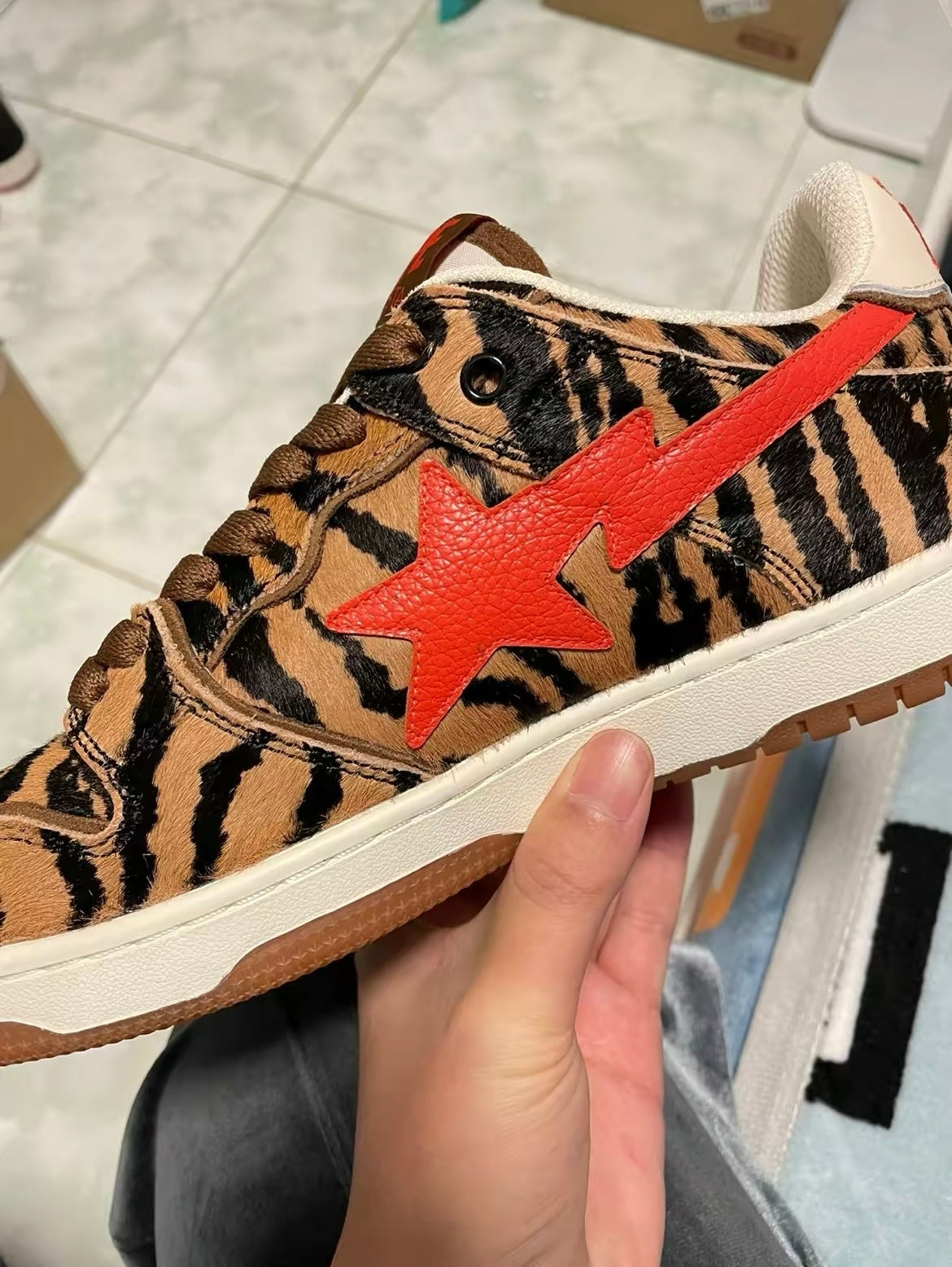 BAPE SK8 STA Tiger-Stripe Low-Top Sneakers