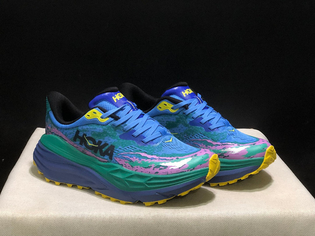 HOKA Stinson 7 Trail Sneakers Blue Green Pink Yellow