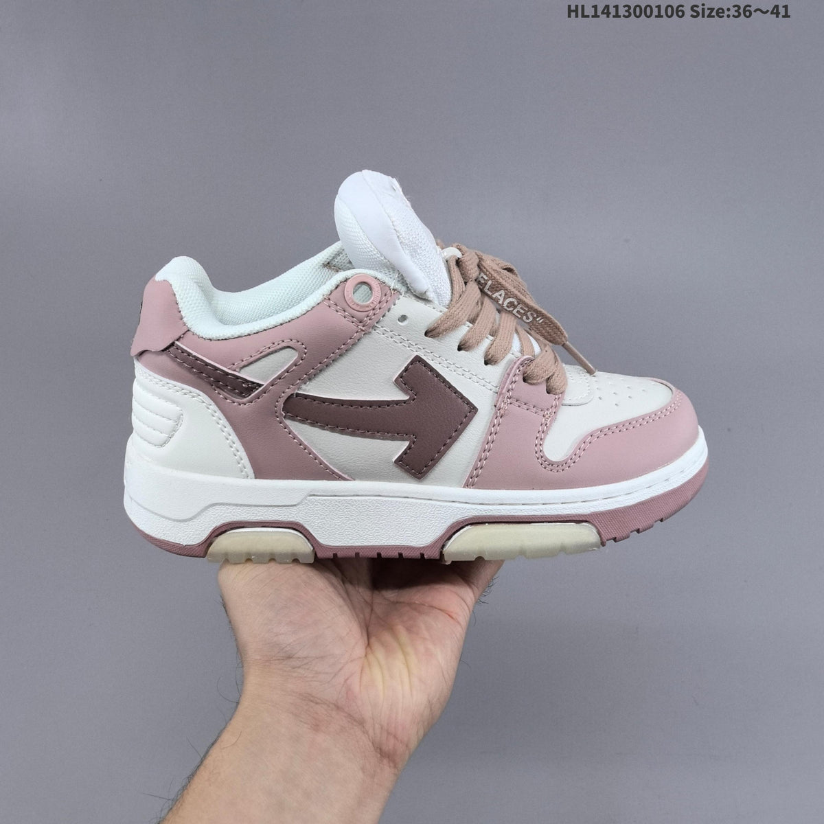 Off-White Low-Top Sneakers in White and Dusty Pink