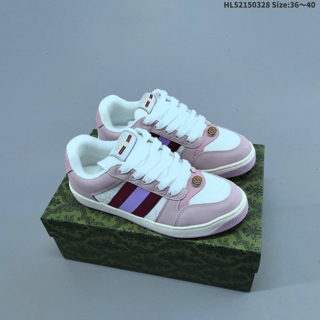 Gucci Screener Distressed Low-Top Sneakers