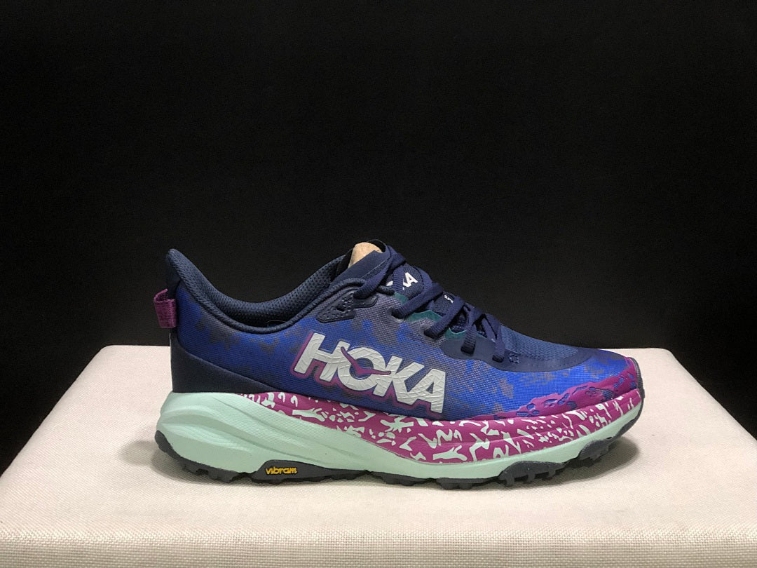HOKA Speedgoat 6 Trail Running Shoes, Blue and Pink