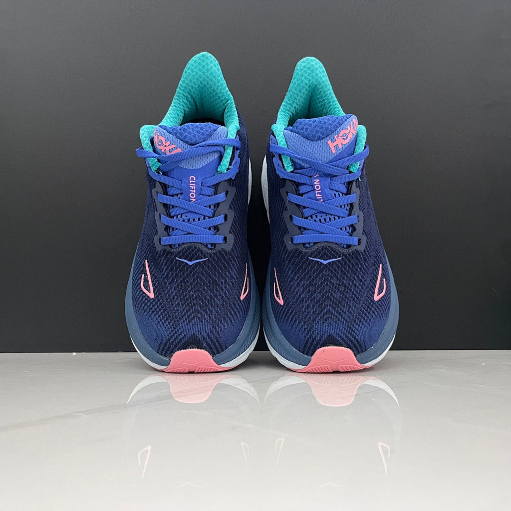 HOKA Clifton 9 Running Shoes in Navy and Light Blue