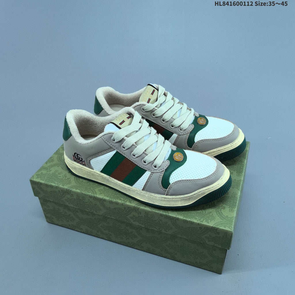 Gucci Screener Distressed Low-Top Sneakers