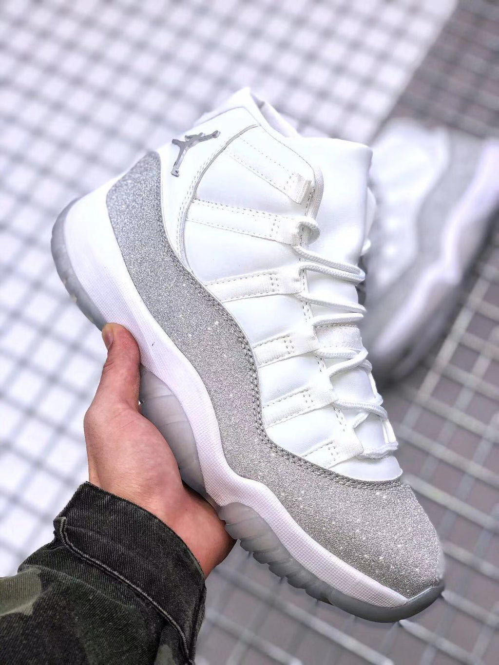 Jordan Air Jordan 11 White Glitter High-Top Sneakers