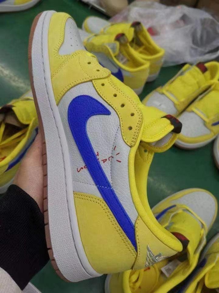 Jordan 1 Low Canary Yellow and Blue Sneakers DZ4137-700