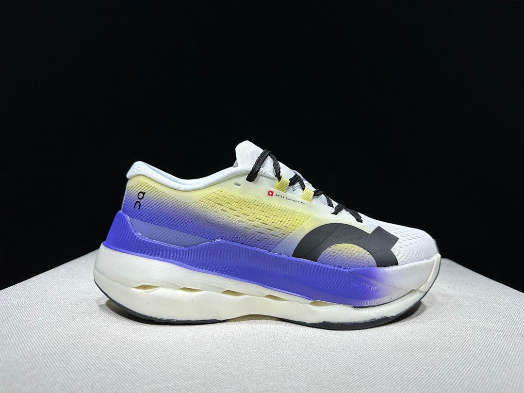 On Cloudboom Max Running Shoes, White Yellow Purple