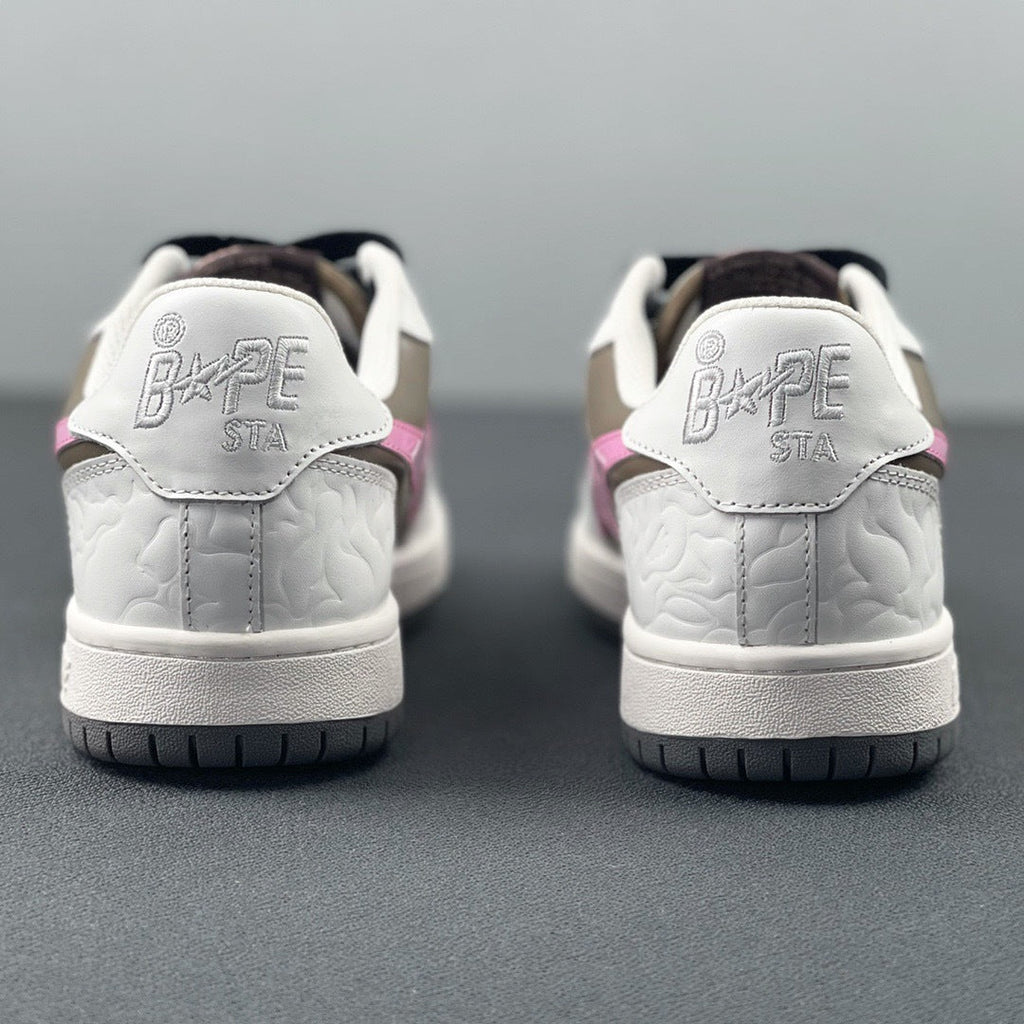 BAPE Sk8 Sta Low-Top Sneakers in White, Taupe and Pink