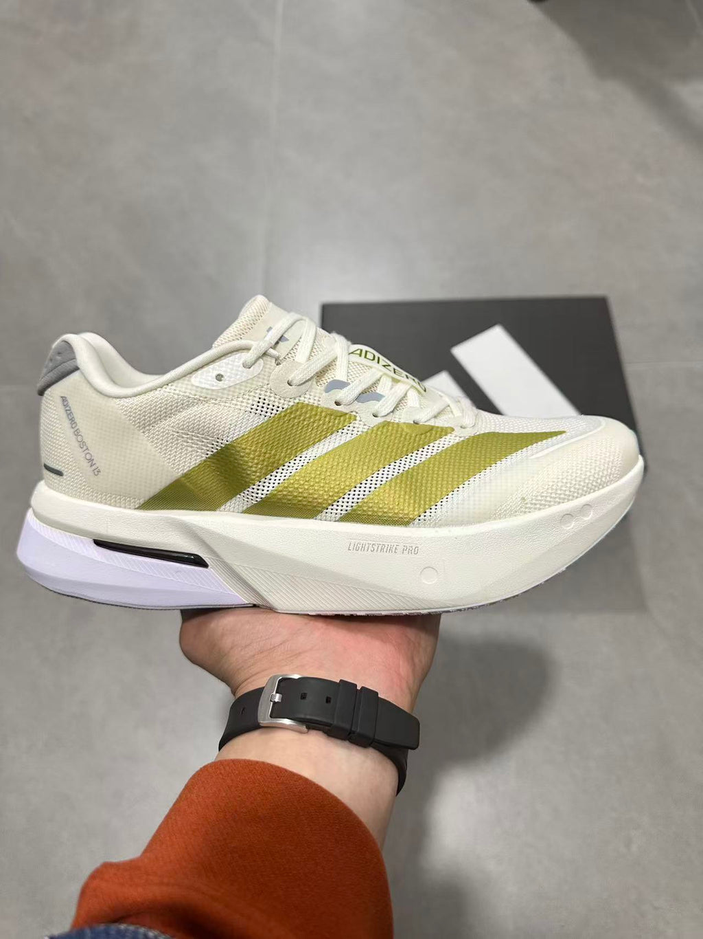 Adizero Lightstrike Pro White and Olive Running Shoes JS4947