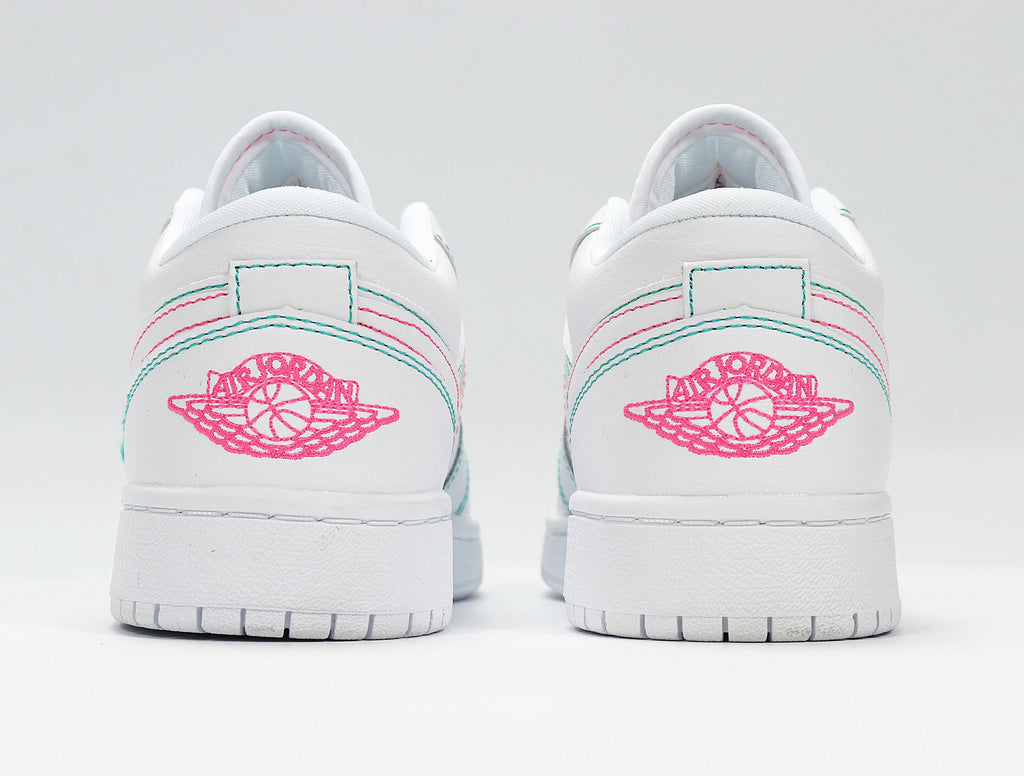 Jordan 1 Low White Pink Sneakers Style 554723-101