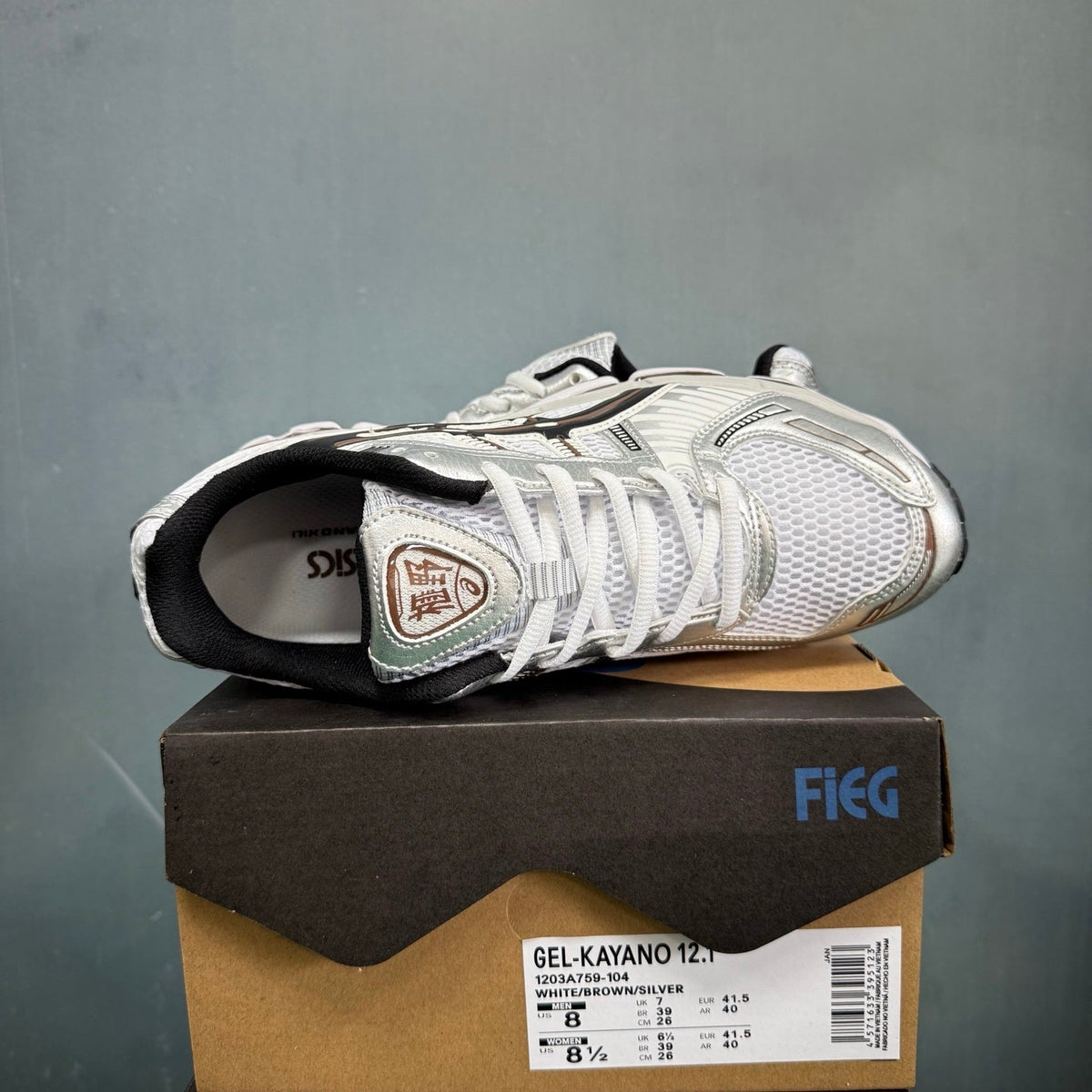 ASICS GEL-KAYANO 12.1 White Brown Silver Sneakers 1203A759-104