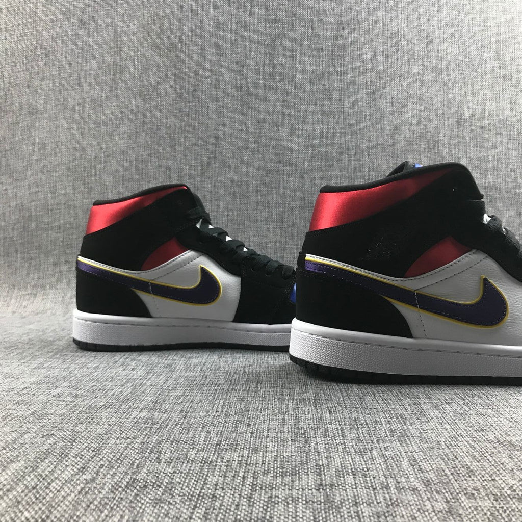 Air Jordan 1 Mid SE Black Purple Yellow Sneakers 852542-005