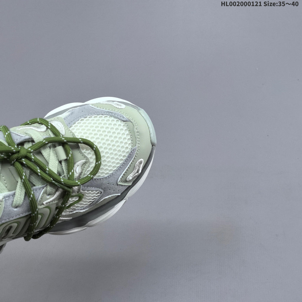 GGCC Low-Top Chunky Sneakers in Green and White