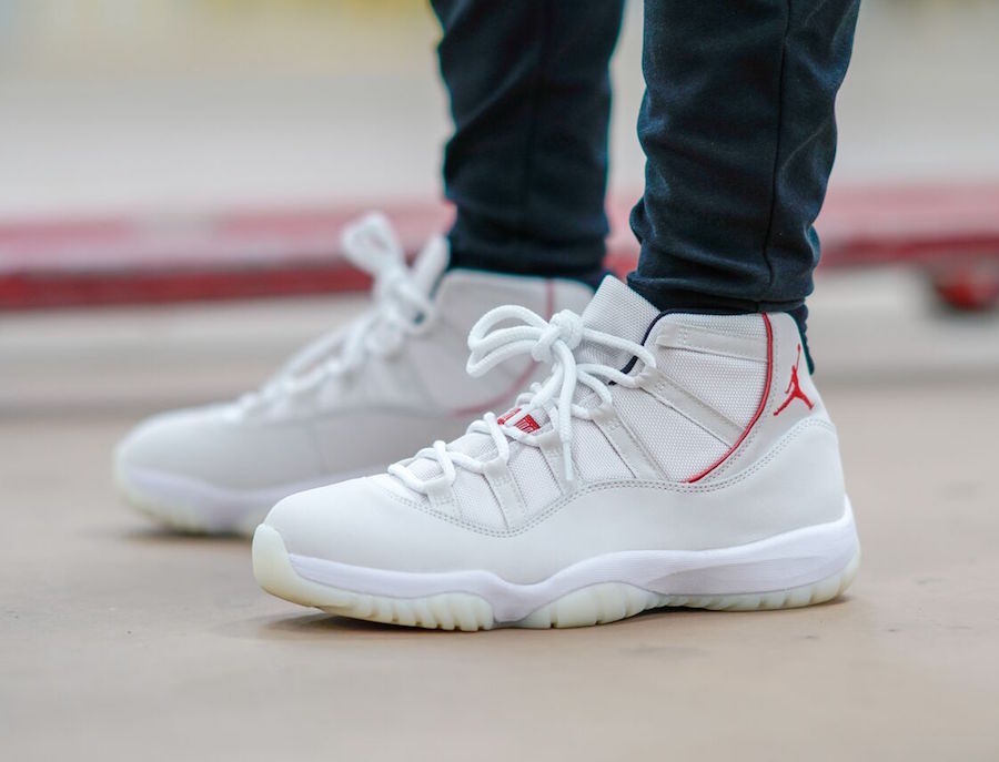 Jordan Air Jordan 11 Platinum Tint White High-Top Sneakers