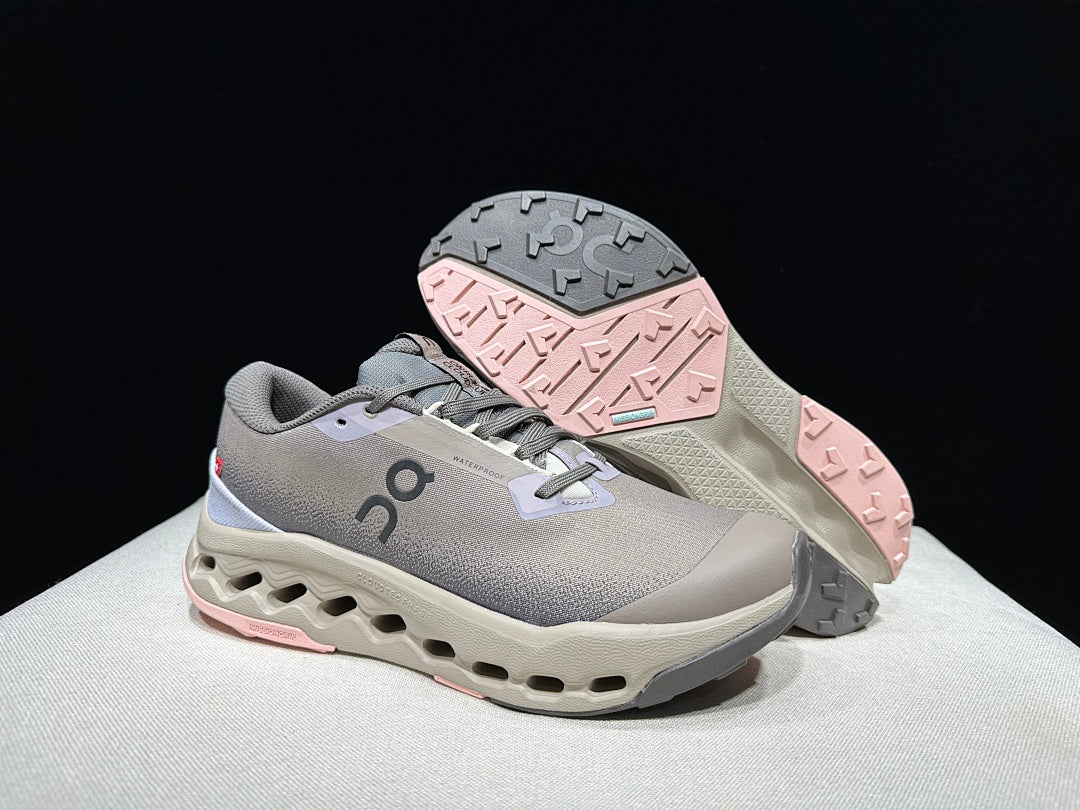 On Cloudsurfer Trail 2 Waterproof Trail Shoes Pink/Brown Grey