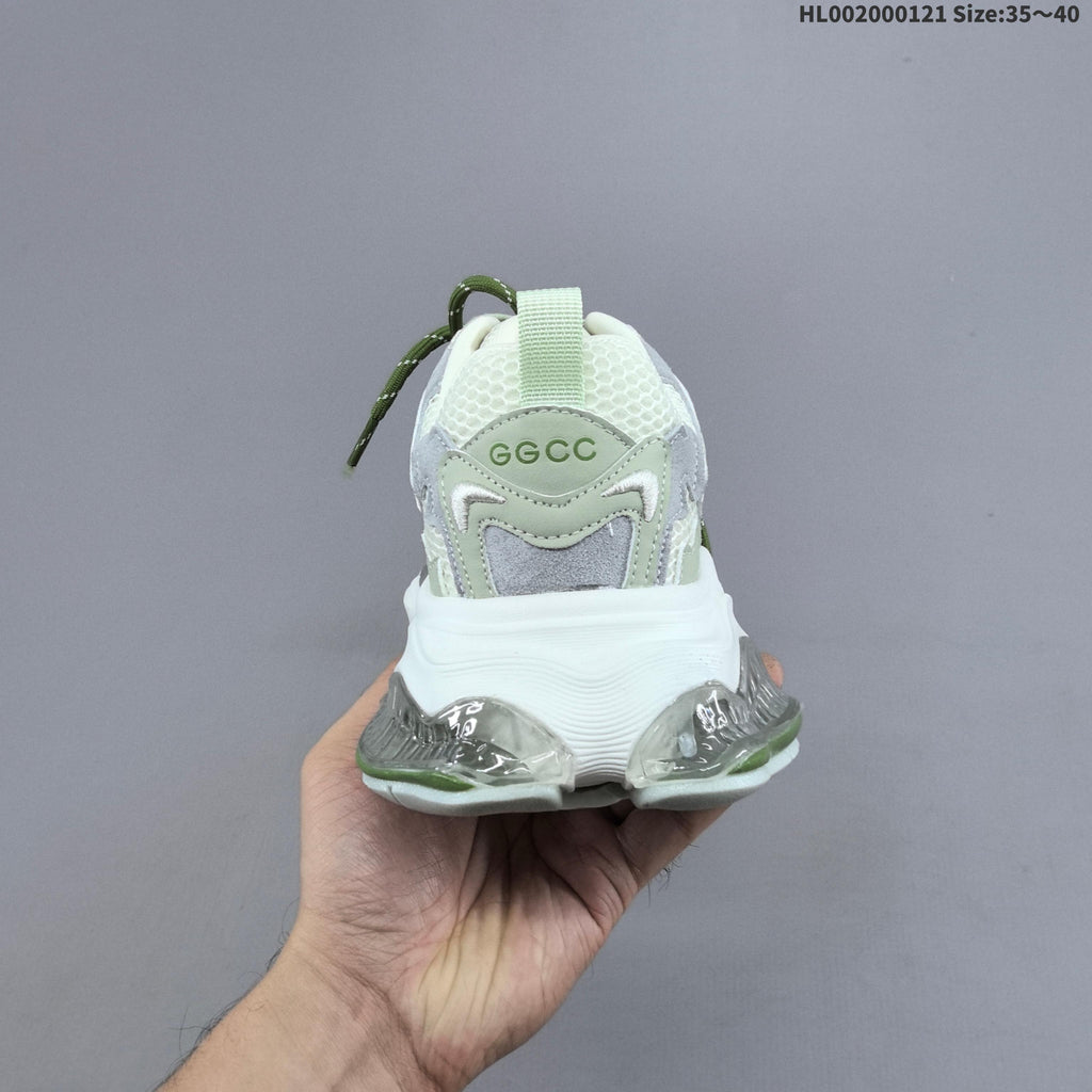 GGCC Low-Top Chunky Sneakers in Green and White