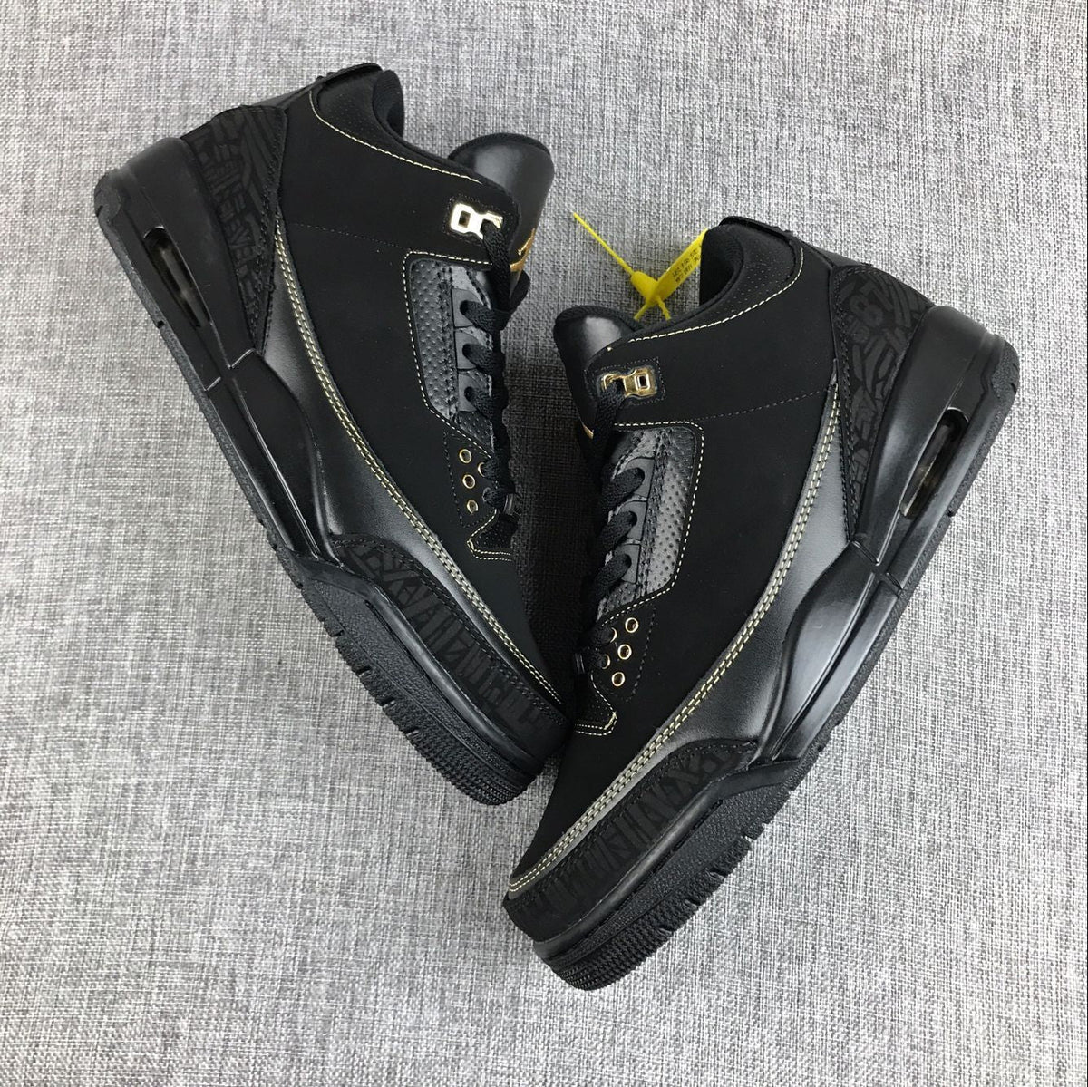 Air Jordan 3 BHM Black and Metallic Gold High-Top Sneakers